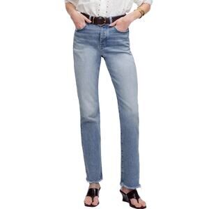 Madewell The '90s Straight Jeans Sz 28 TALL New $128 High-Rise Hallstead Blue
